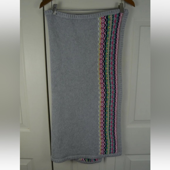 Carter's Sweater Knit Fair Isle Baby Girl Blanket Gray Pink White Teal - Picture 4 of 7